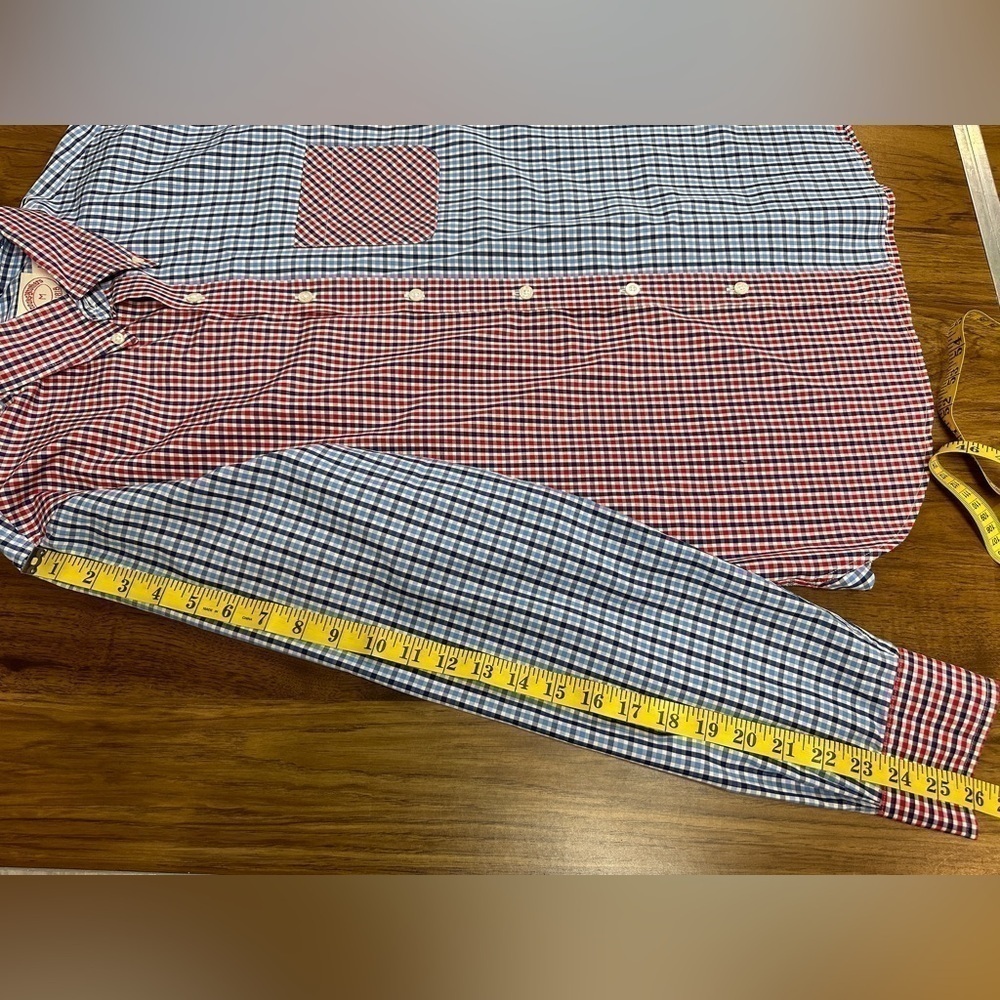 Brooks Brothers Long Sleeve Button Down Shirt Men’s Sz M Red White Blue Check - Picture 6 of 10